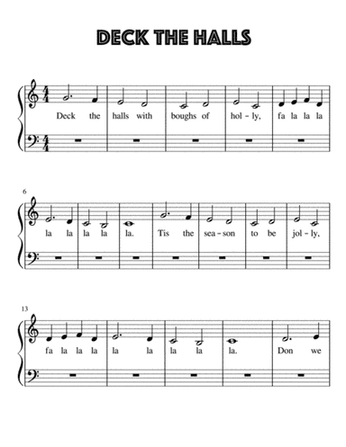 Deck the Halls for Very Easy Piano (arr. Kimberly Steele)