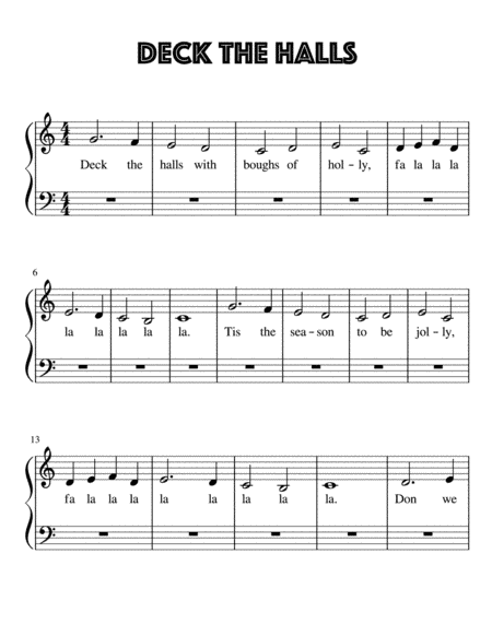 Deck the Halls for Very Easy Piano (arr. Kimberly Steele)