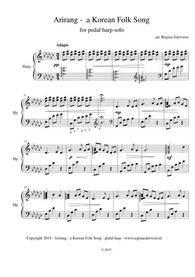 Arirang - a Korean Folk Song - pedal harp solo