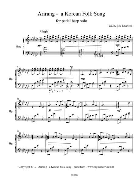 Arirang - a Korean Folk Song - pedal harp solo