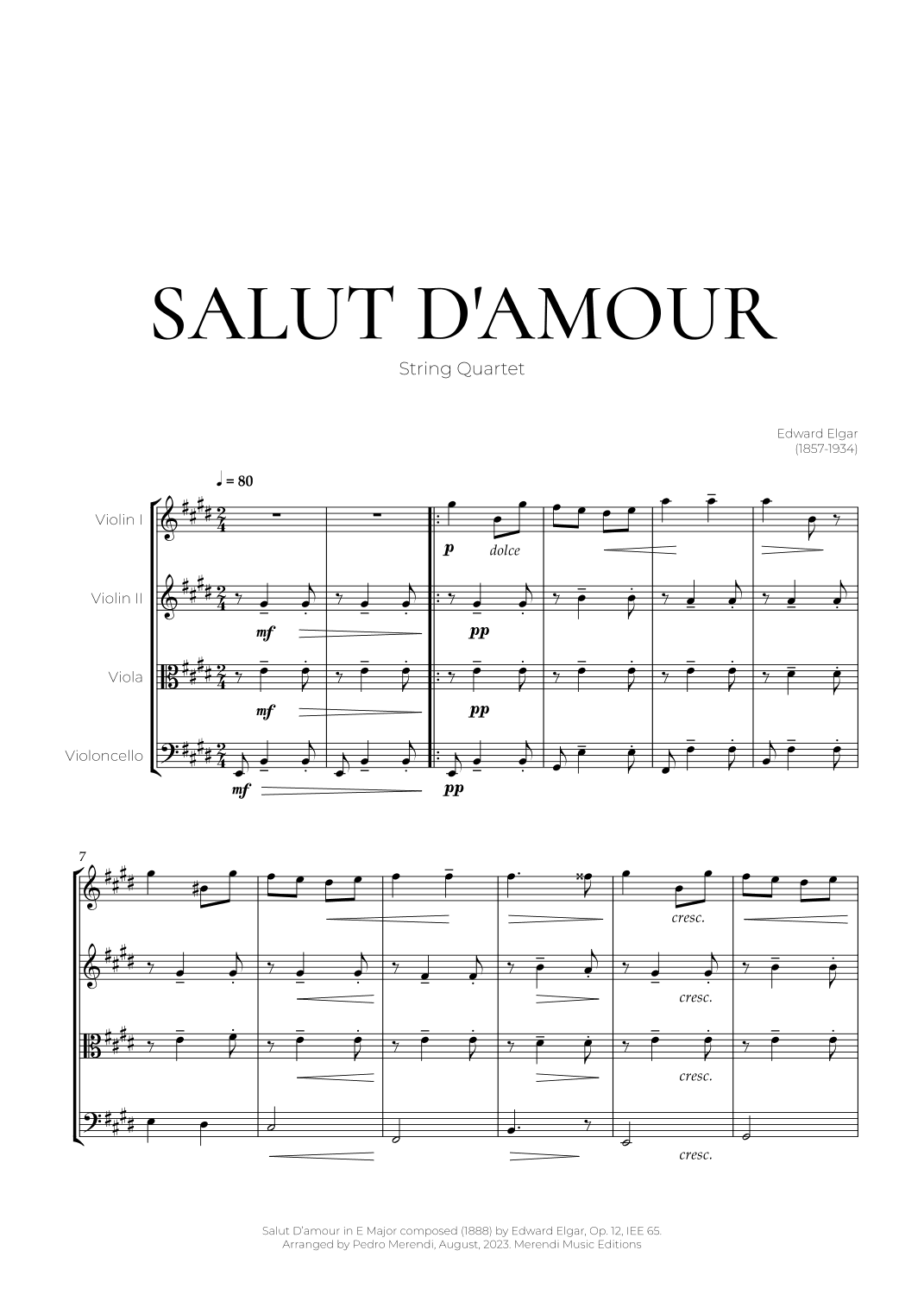 Salut D’amour (String Quartet) - Edward Elgar (arr. Pedro Merendi)