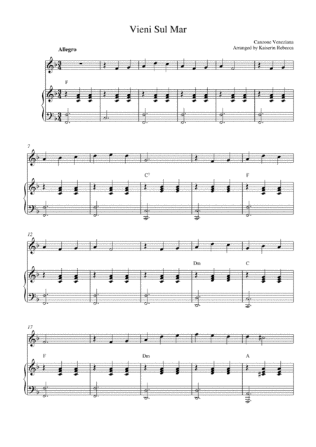 Vieni Sul Mar (arr. Kaiserin Rebecca)