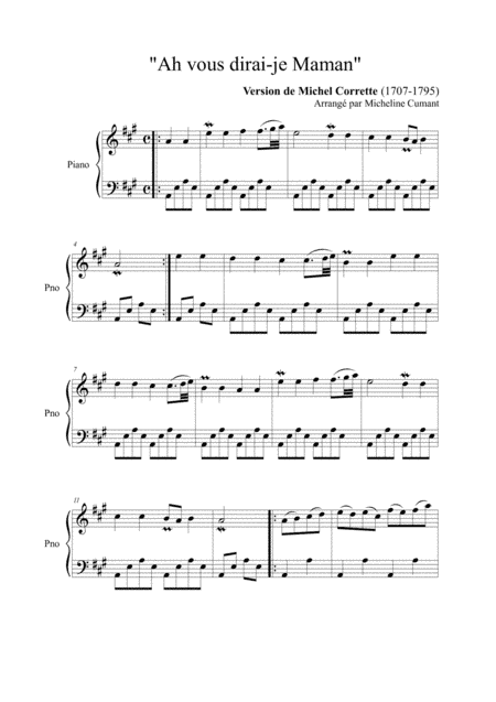 CORRETTE, Michel : Ah, vous dirai-je Maman (arr. Cumant Micheline)