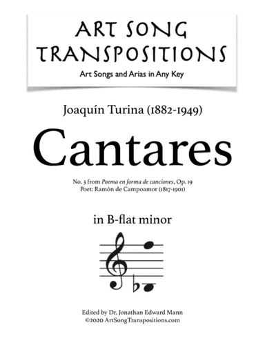 TURINA: Cantares, Op. 19 no. 3 (transposed to B-flat minor) (arr. ArtSongTranspositions.com)