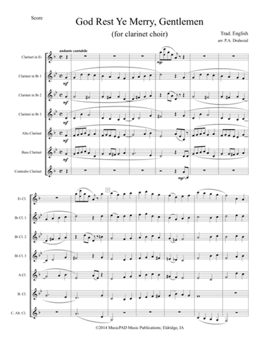 God Rest Ye Merry, Gentlemen (traditional English carol - for clarinet choir) (arr. Peter A. Drahozal)