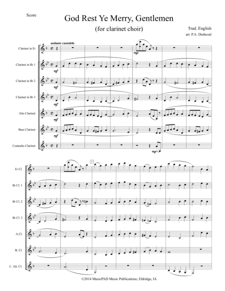 God Rest Ye Merry, Gentlemen (traditional English carol - for clarinet choir) (arr. Peter A. Drahozal)