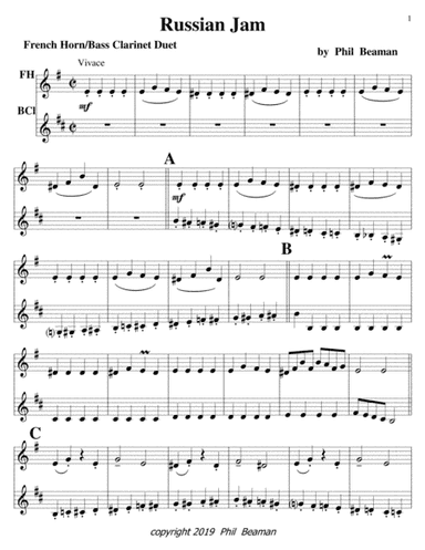 Russian Jam-french horn and bass clarinet duet