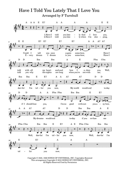 Have I Told You Lately That I Love You (arr. F Turnbull)