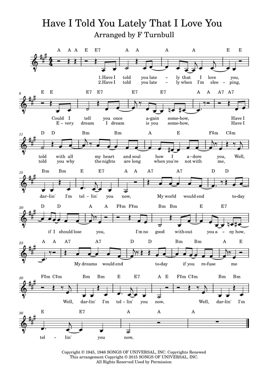 Have I Told You Lately That I Love You (arr. F Turnbull)