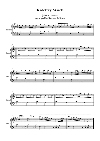 Radetzky March Easy Piano C Major (arr. Roxana Belibou)