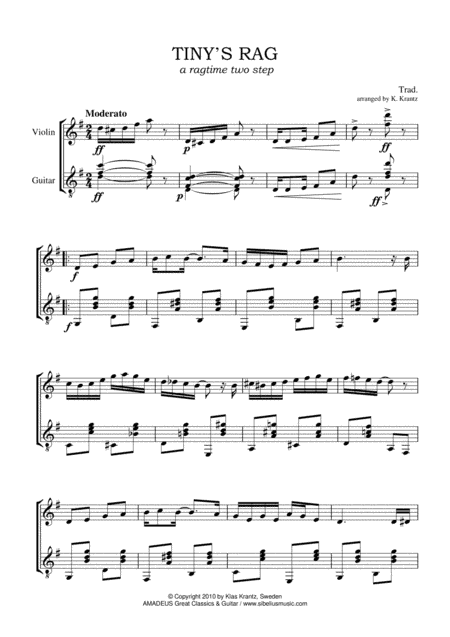 Tiny's Rag for violin and guitar (arr. Amadeus Music)
