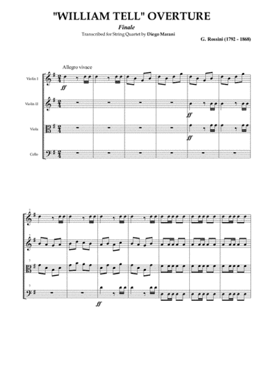 William Tell Overture for String Quartet (arr. Diego Marani)