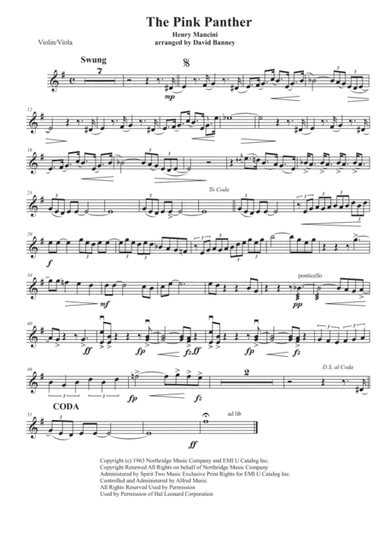 The Pink Panther from THE PINK PANTHER (arr. David Banney)