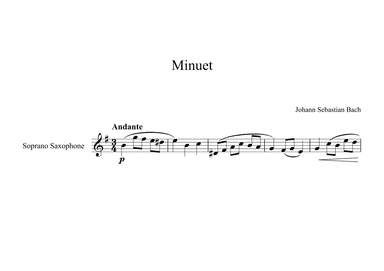 Minuet (In D Minor) - Johann Sebastian Bach (Soprano Sax) (arr. Digital Book Music)