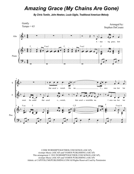 Amazing Grace (my Chains Are Gone) (arr. Stephen DeCesare)