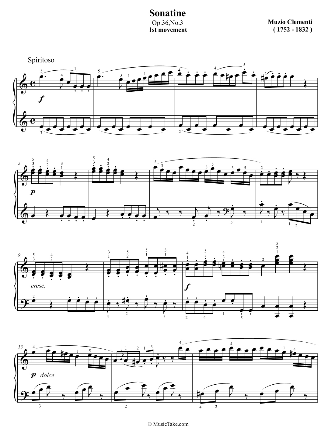 Clementi Sonatina in C Major Op.36 No.2 (1st movement) (arr. Ben Choupak)
