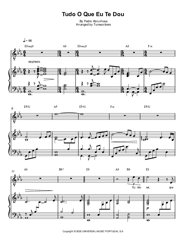 Tudo O Que Eu Te Dou (arr. Tunescribers)