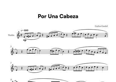 Carlos Gardel - Por Una Cabeza for Violin Solo (arr. Cadenza Editions)