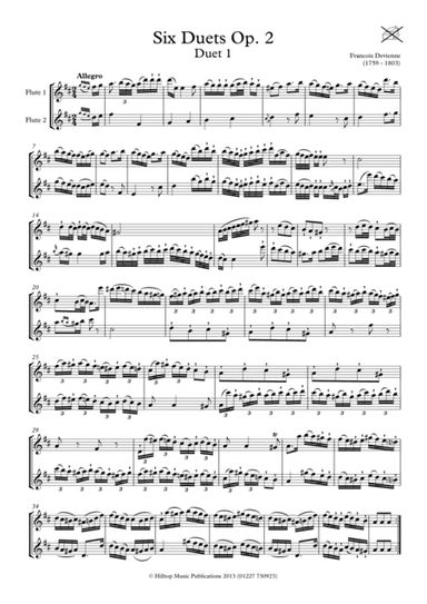 Six Devienne Flute Duets Op. 2 (arr. Hilltop Music Publications)