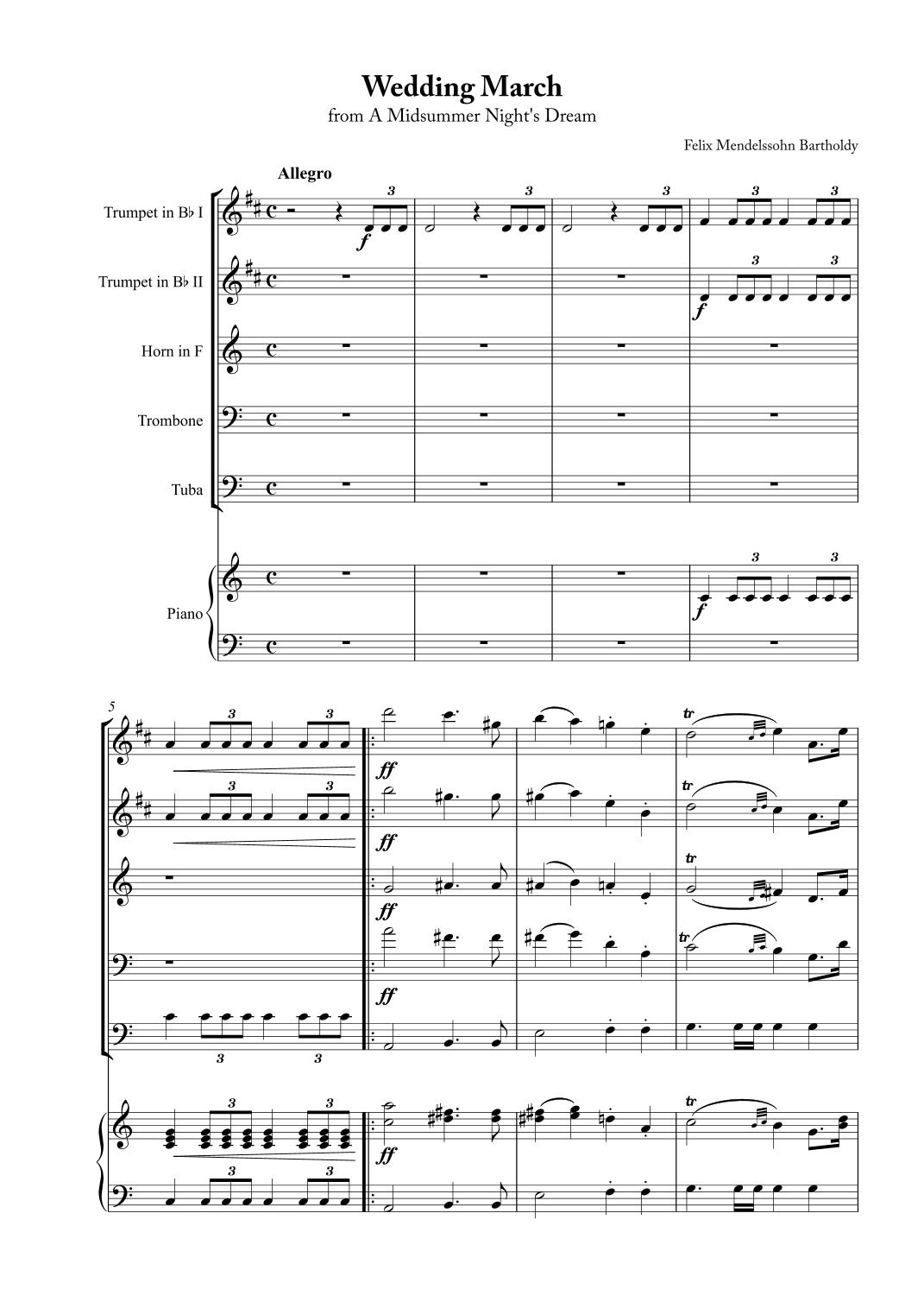 Wedding March - Short Version (arr. Karen Gueiros)