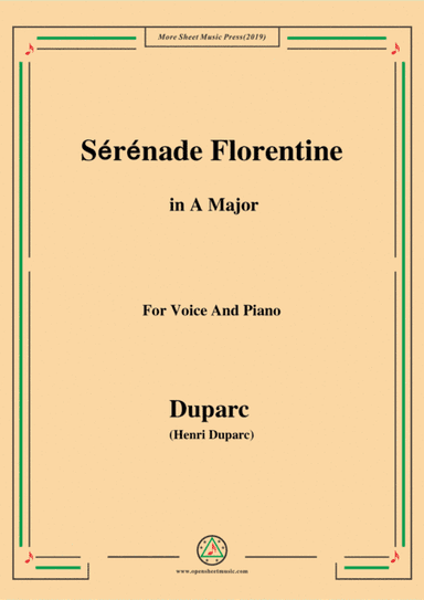 Duparc-Sérénade Florentine in A Major,for Violin and Piano (arr. Open Cloud)