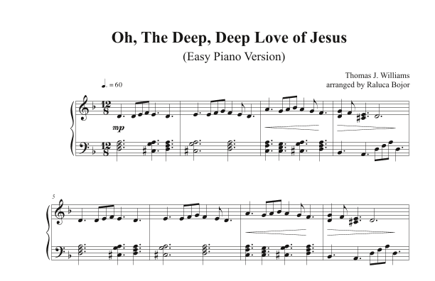 Oh, the Deep Deep Love of Jesus (intermediate piano) (arr. Raluca Bojor)
