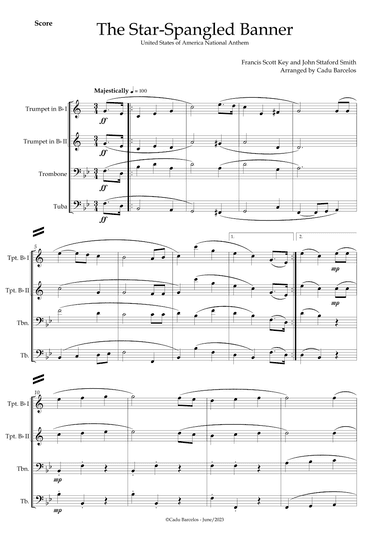 The Star-Spangled Banner - EUA Hymn (Brass Quartet) (arr. Cadu Barcelos)