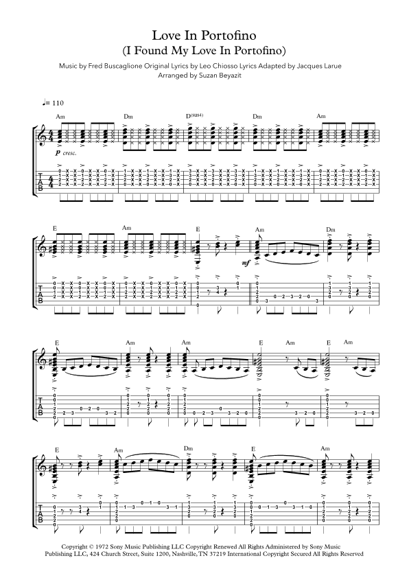 Love In Portofino (i Found My Love In Portofino) (arr. Suzan Beyazit)