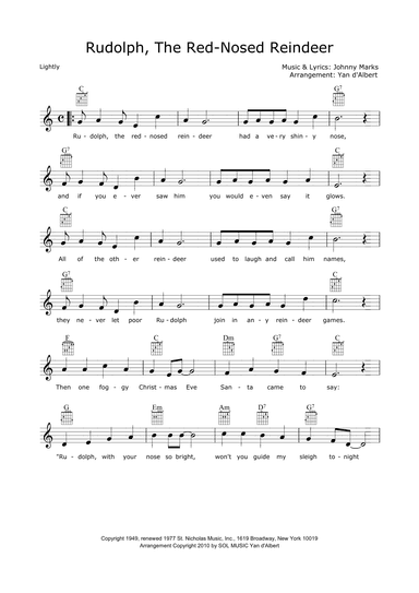 Rudolph The Red-nosed Reindeer (arr. Yan d'Albert)