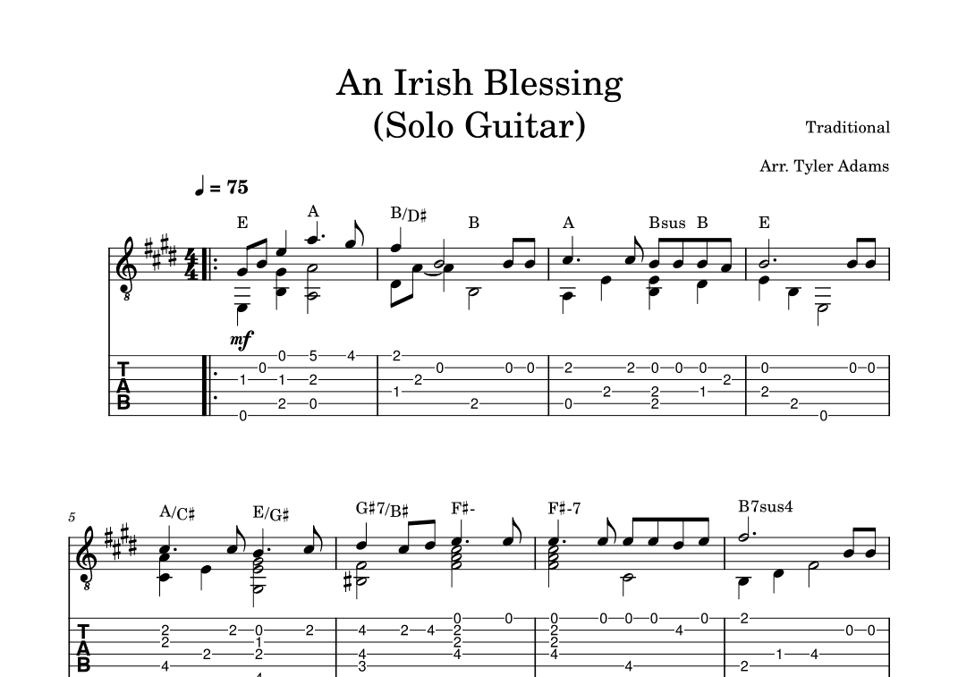 Irish Blessing (Solo Guitar) (arr. Tyler Adams)