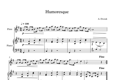 Humoresque - Antonin Dvorak (Flute + Piano) (arr. Digital Book Music)