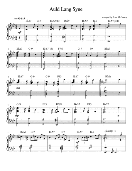 Auld Lang Syne (Jazz Piano) (arr. Brian McGravey)