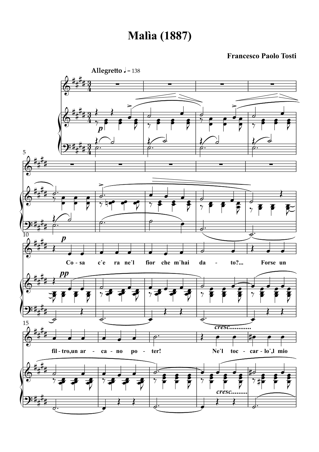 Malìa, E major key, medium voice (arr. ulysses77)