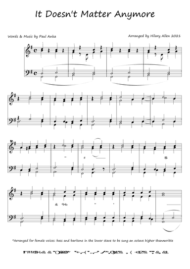 It Doesn't Matter Anymore (arr. Hilary Allen)