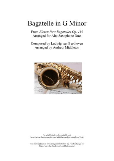 Bagatelle in G Minor arranged for Alto Saxophone Duet (arr. Andrew Middleton)