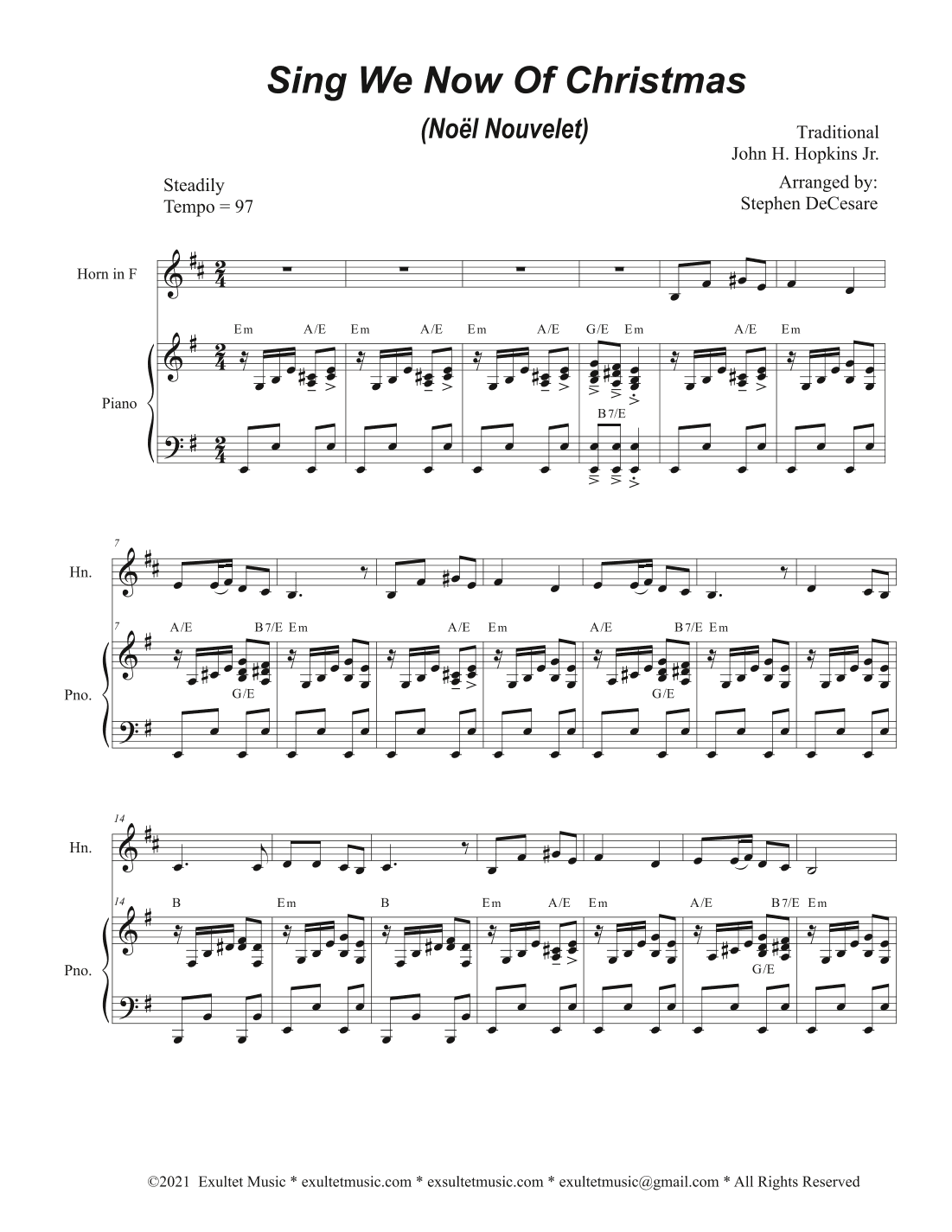 Sing We Now Of Christmas (Noël Nouvelet) (French Horn solo and Piano) (arr. Stephen DeCesare)