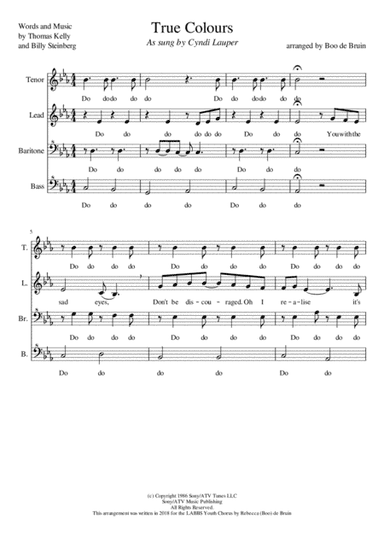 True Colors (arr. Rebecca (Boo) de Bruin)