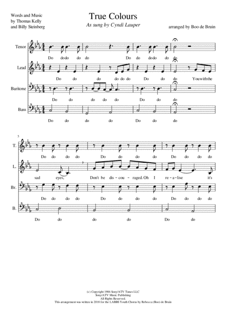True Colors (arr. Rebecca (Boo) de Bruin)