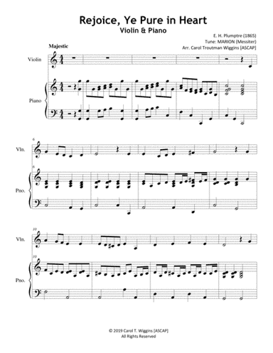 Rejoice, Ye Pure in Heart (Violin & Piano) (arr. Carol Troutman Wiggins [ASCAP])