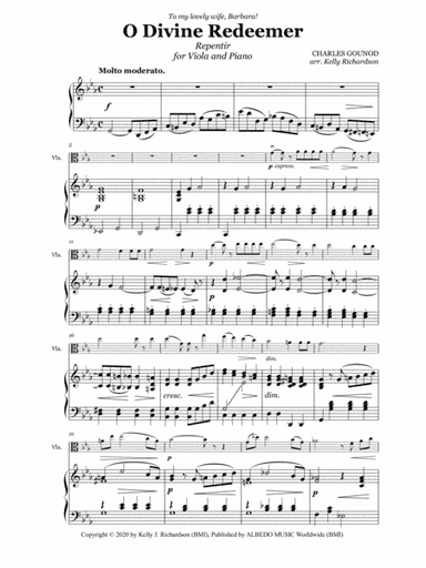 O Divine Redeemer for Viola and Piano (arr. Kelly Joe Richardson)