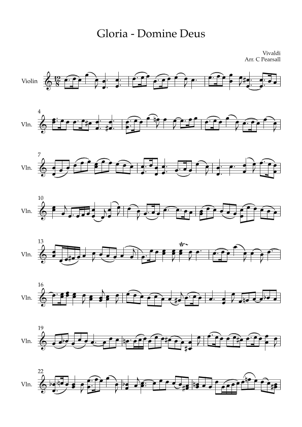 Gloria - Domine Deus Solo Violin (arr. C Pearsall)