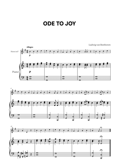 Beethoven - Ode to Joy for French Horn and Piano (arr. Cadenza Editions)