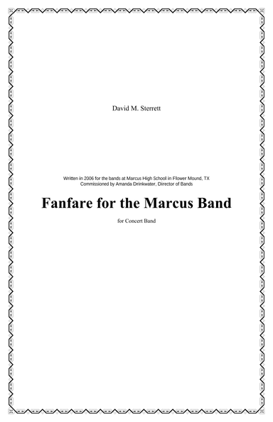 Fanfare For the Marcus Band - Score Only