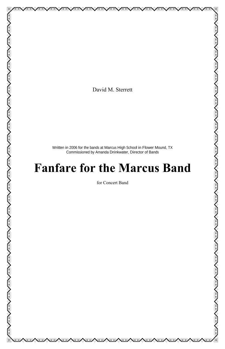 Fanfare For the Marcus Band - Score Only