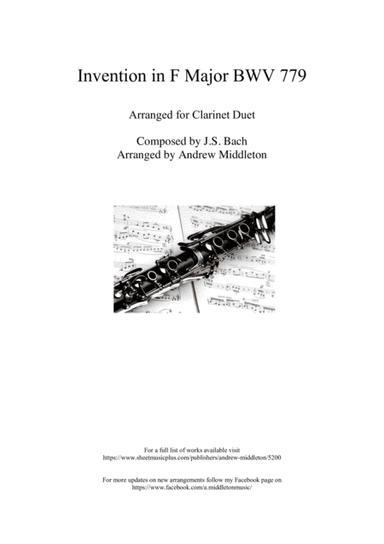 Invention No. 4 in F Major arranged for Clarinet Duet (arr. Andrew Middleton)