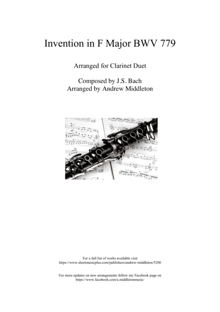 Invention No. 4 in F Major arranged for Clarinet Duet (arr. Andrew Middleton)