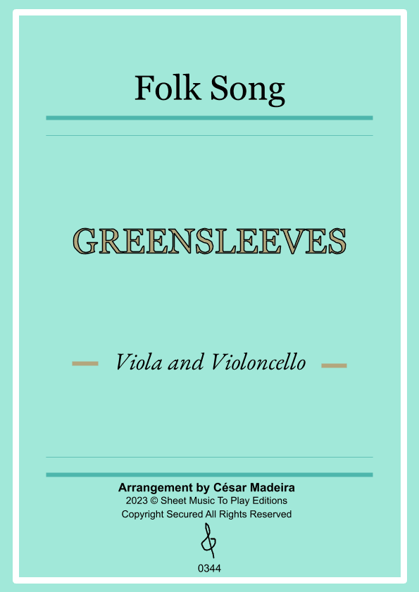 Greensleeves - Viola and Cello - W/Chords (Full Score and Parts) (arr. César Madeira)