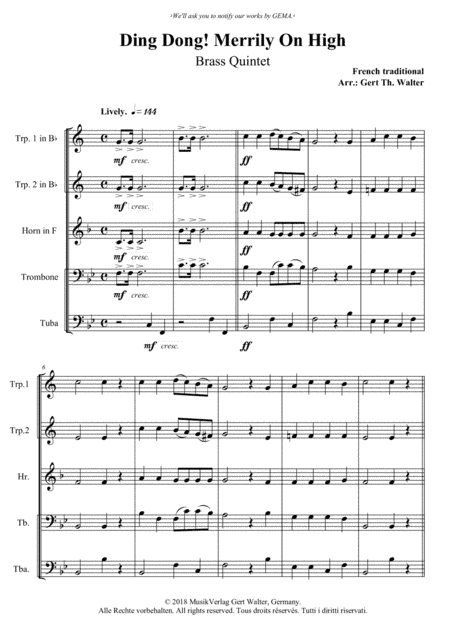 Ding Dong! Merrily On High (arr. Gert Th. Walter)