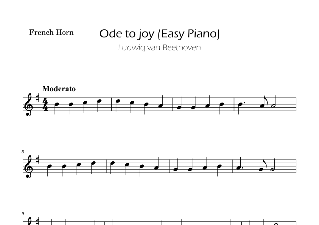 Ode To Joy - Easy French Horn (arr. Ygor Nunes)