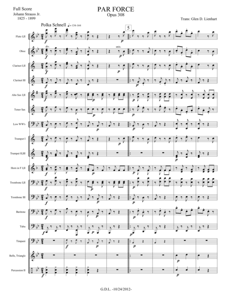 Par Force Polka - Extra Score (arr. Glen D. Lienhart)